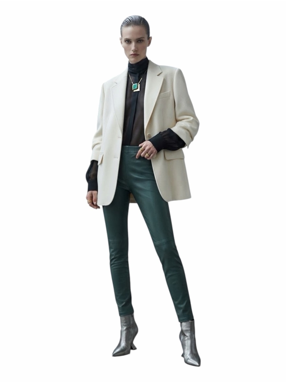 Theory Adbelle Lambskin Leather Leggings in Bristol Green Size 4